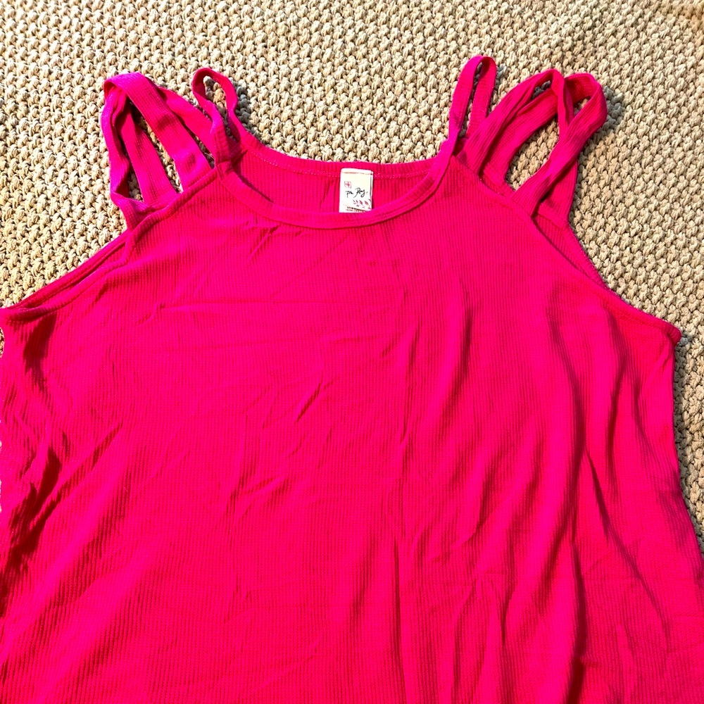 Bright pink strappy tank